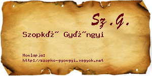 Szopkó Gyöngyi névjegykártya