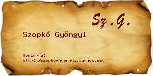 Szopkó Gyöngyi névjegykártya
